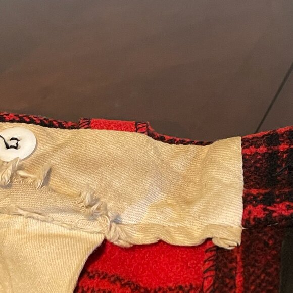 Vintage 1950s Red Plaid Wool Pants Sanforized Rockabilly Button Fly USA flaws - Picture 10 of 15